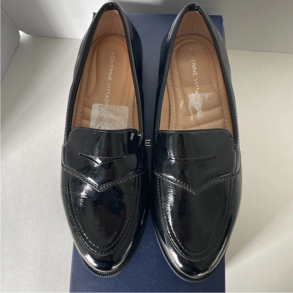Adrienne Vittadini Black Patent Loafers flat shoes size 6 - Picture 3 of 6